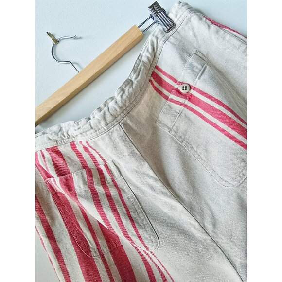 Ralph Lauren Blue Label Red Serape Striped Drawstring Wide Leg Linen Pants M 8 - Picture 3 of 6